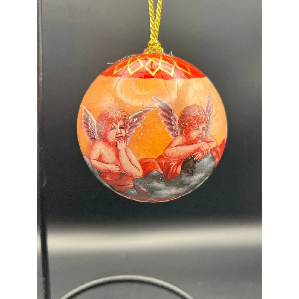 Set of 11‎ Angel Christmas Ornaments Paper Mache Cherub Round Decorative Balls
